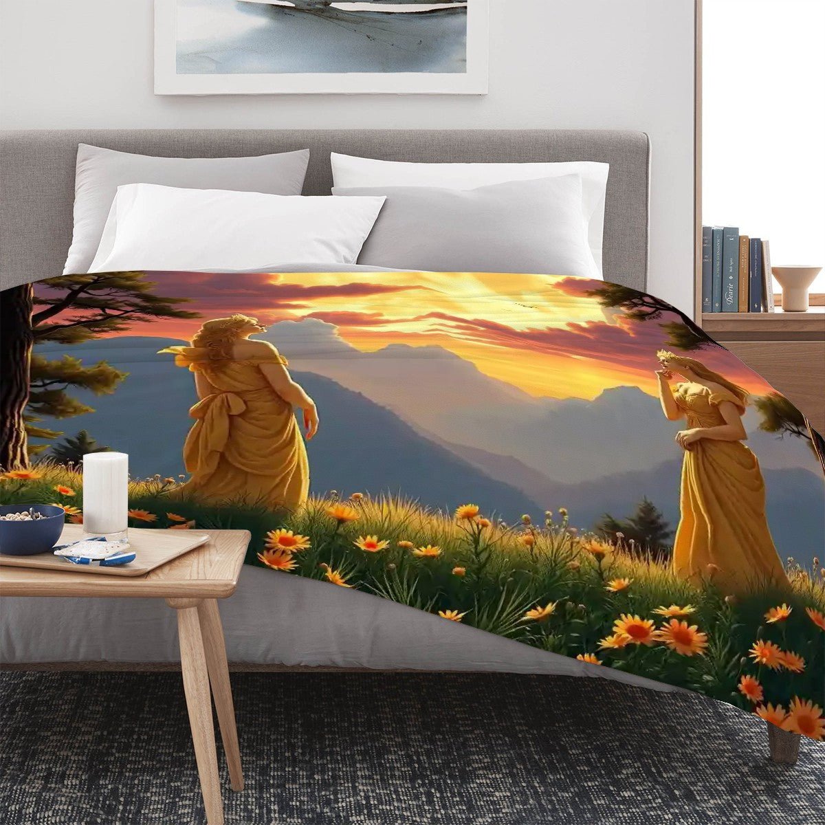 Ladies of the Moon 300 GSM Flannel Throw Blanket (Made in USA) - Gregg Acini Adoree Designs - Blanket