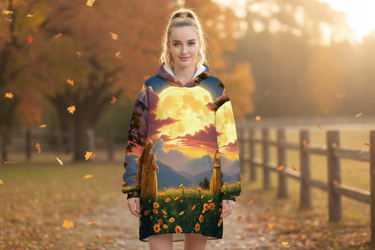 Ladies of the Moon Blanket Hoodie Lifestyle