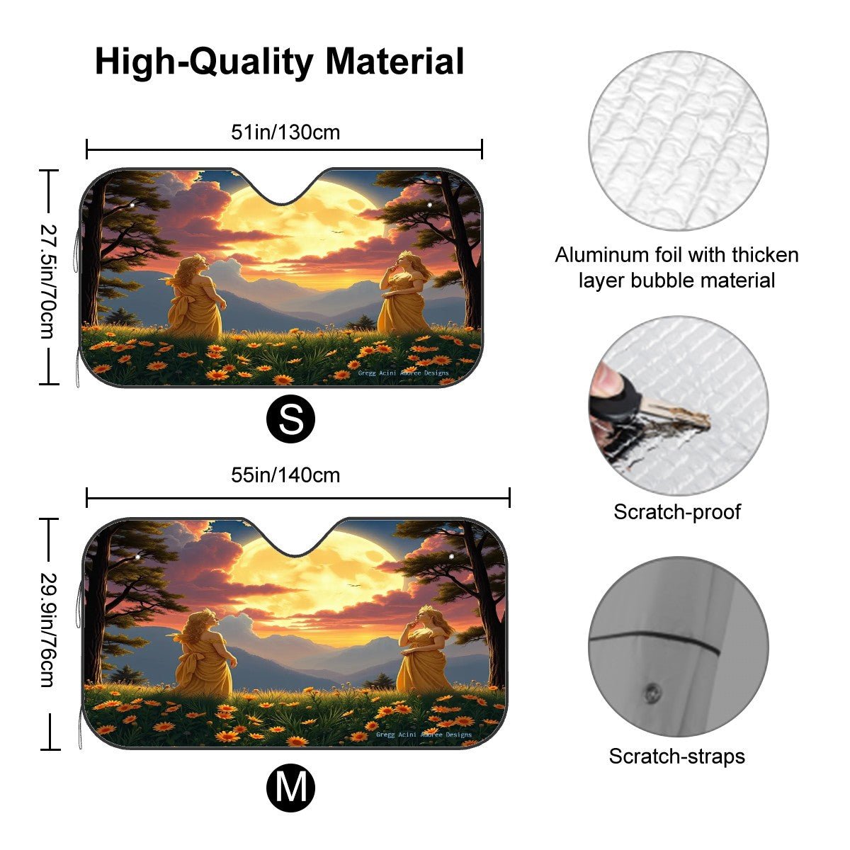 Ladies of the Moon Car Windshield Sun Shade (Stiff Version) - Gregg Acini Adoree Designs - Sun Shade