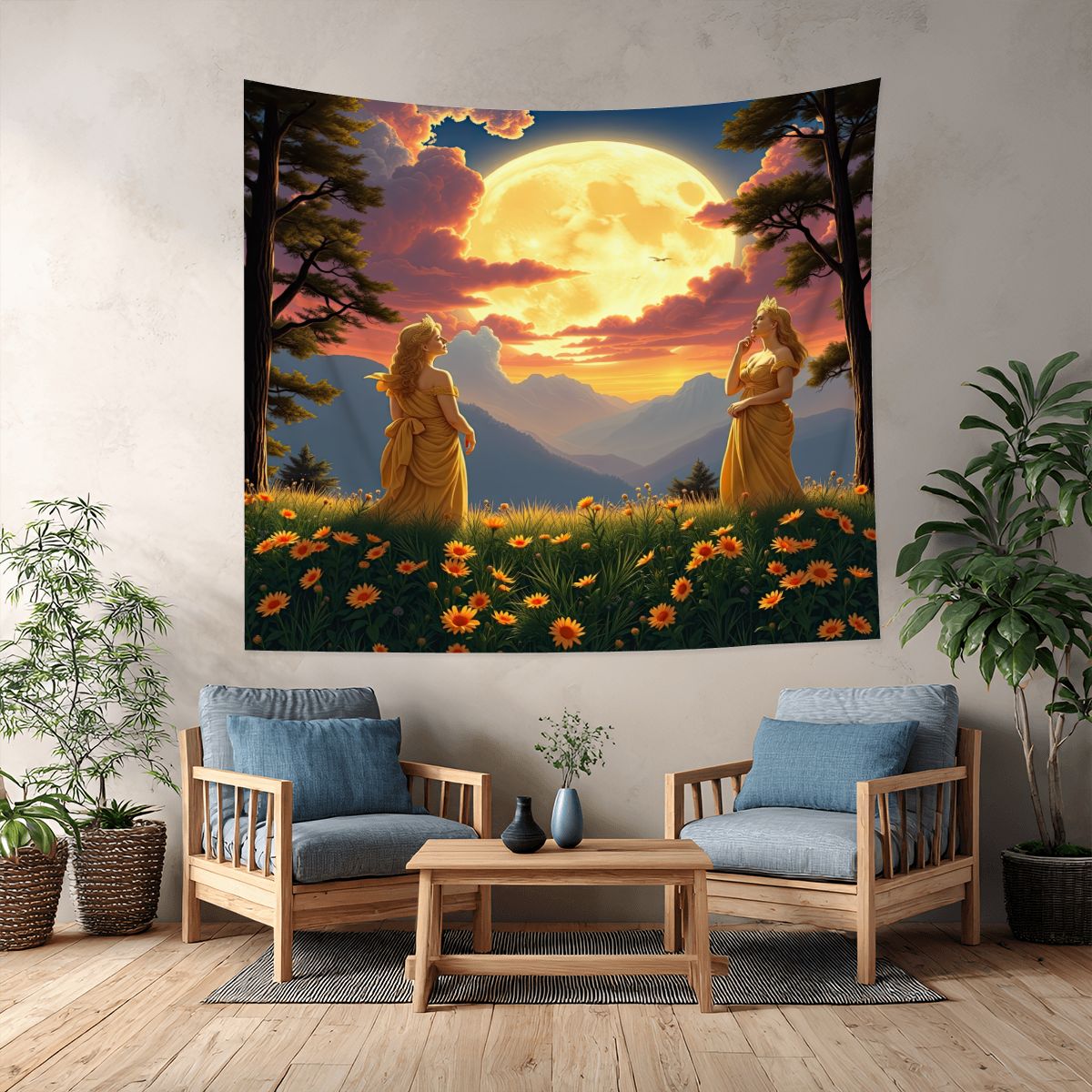Ladies of the Moon Lightweight Wall Tapestry (Fabric Wall Hanging - USA) - Gregg Acini Adoree Designs - Wall Coverings