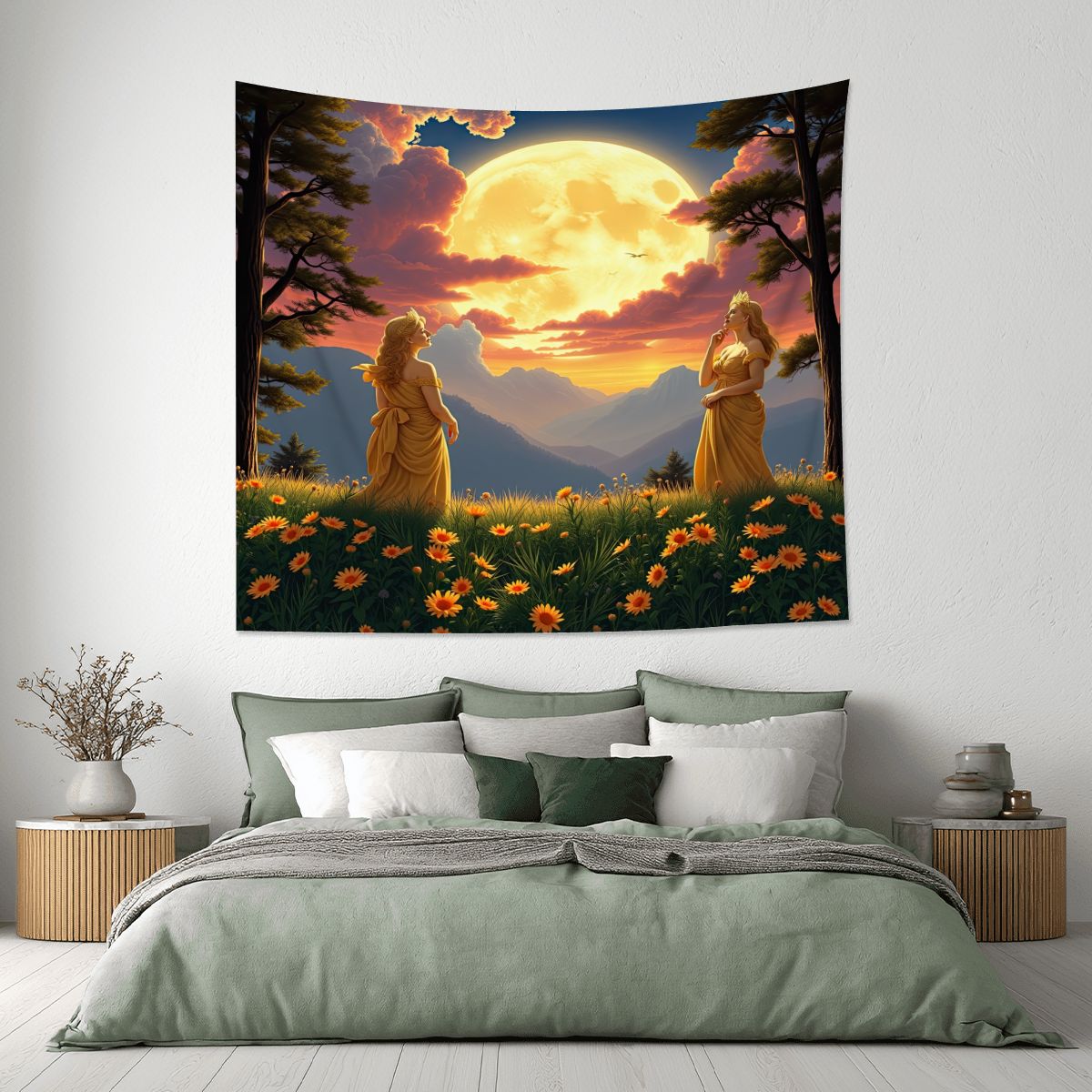 Ladies of the Moon Lightweight Wall Tapestry (Fabric Wall Hanging - USA) - Gregg Acini Adoree Designs - Wall Coverings