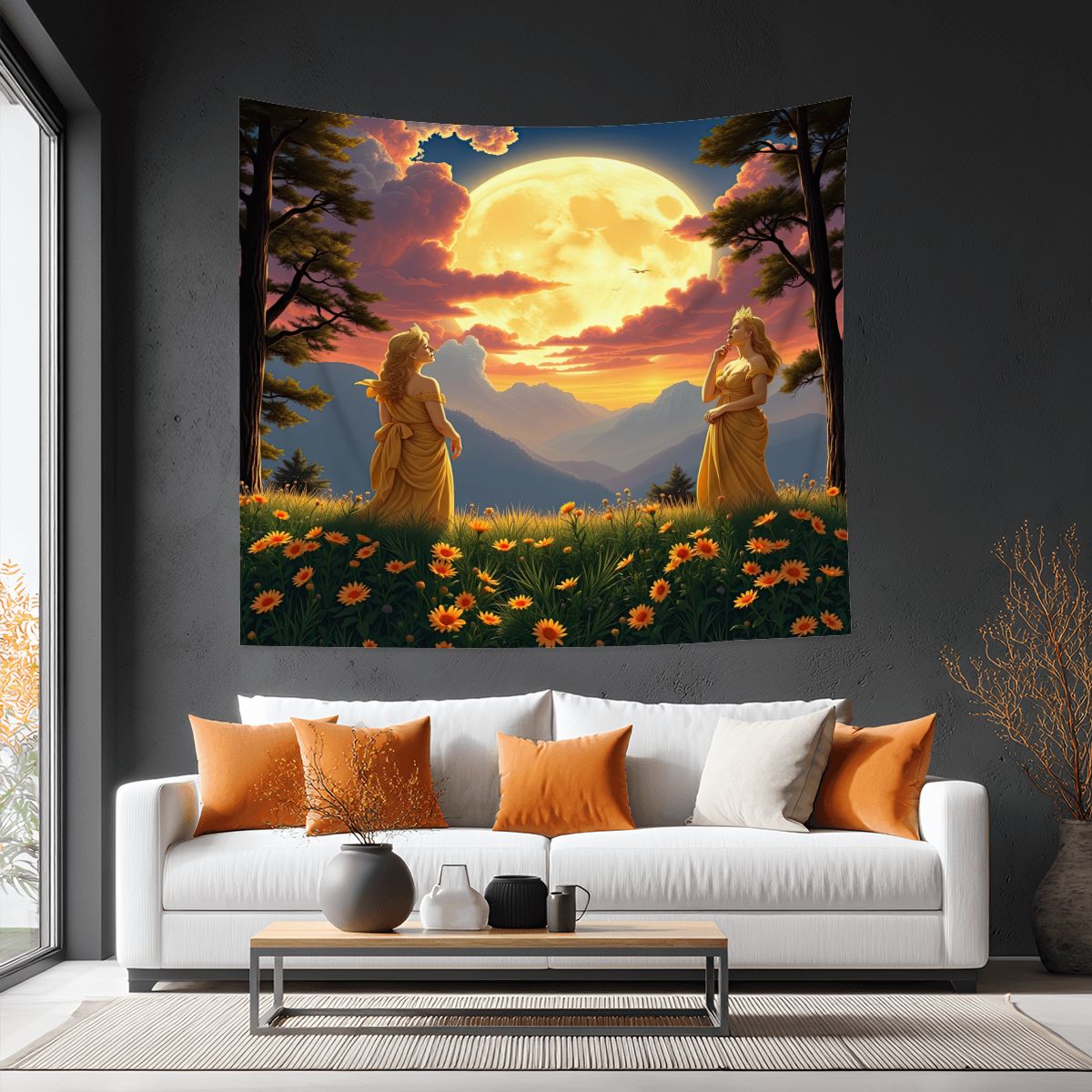 Ladies of the Moon Lightweight Wall Tapestry (Fabric Wall Hanging - USA) - Gregg Acini Adoree Designs - Wall Coverings