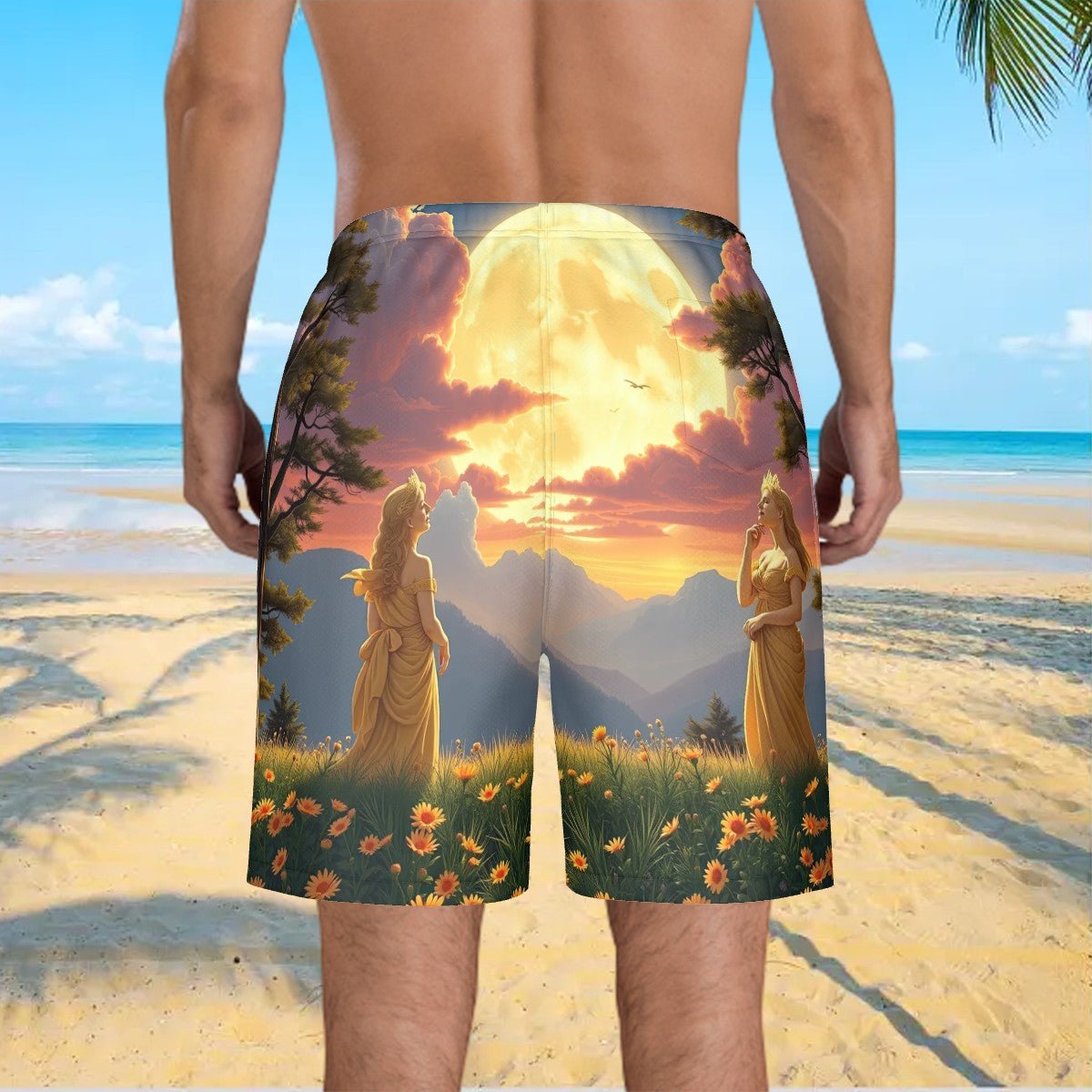 Ladies of the Moon Men's Beach Shorts - Gregg Acini Adoree Designs - Swimsuit