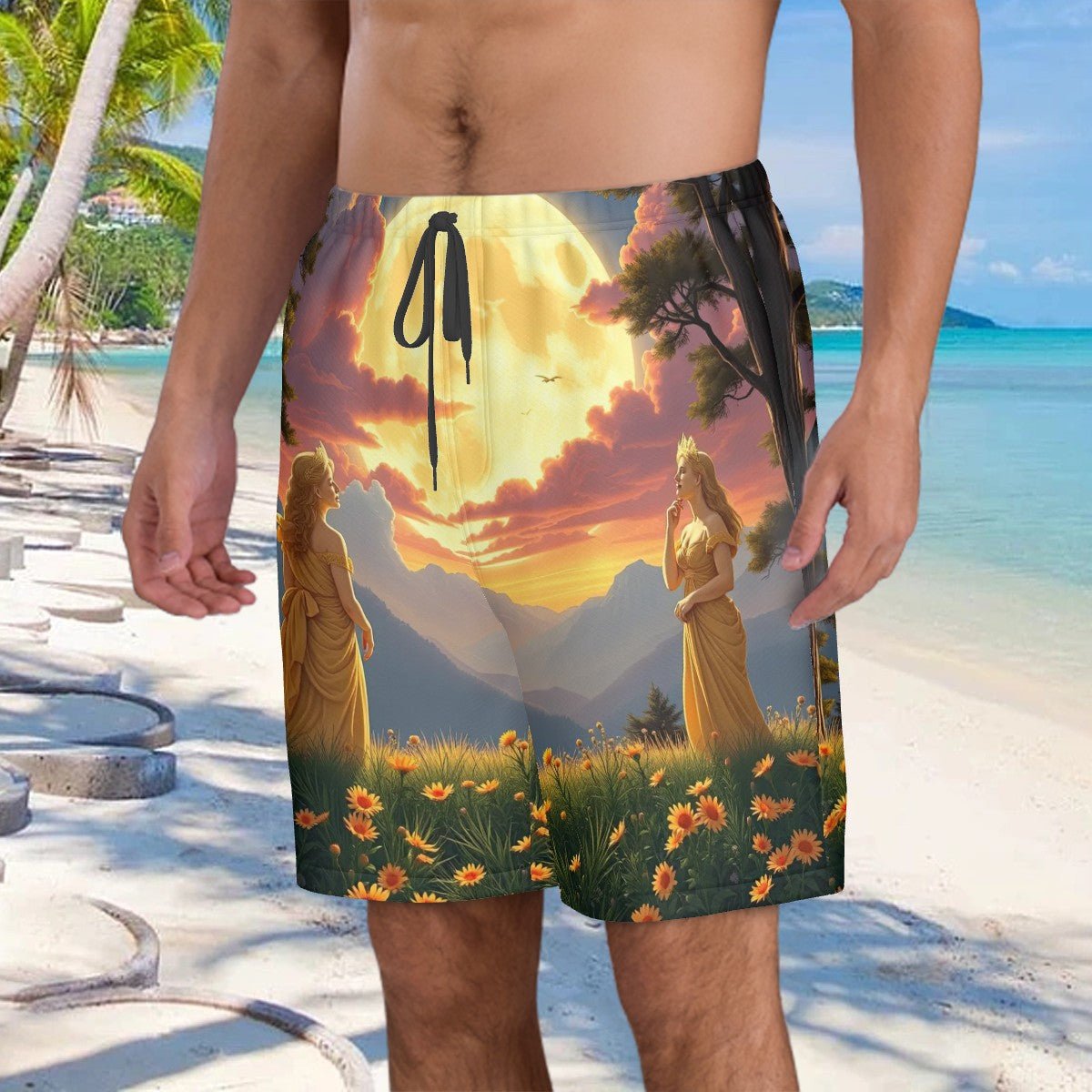 Ladies of the Moon Men's Beach Shorts - Gregg Acini Adoree Designs - Swimsuit