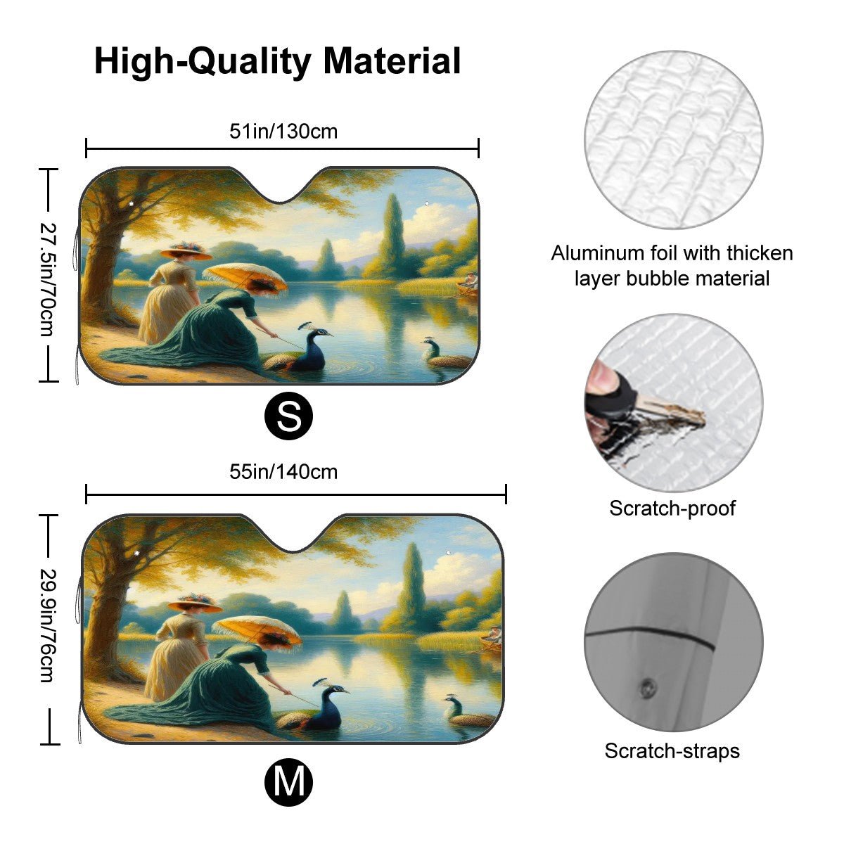 Ladies Poking a Peacock - Car Windshield Sun Shade (Stiff Version) - Gregg Acini Adoree Designs - Sun Shade