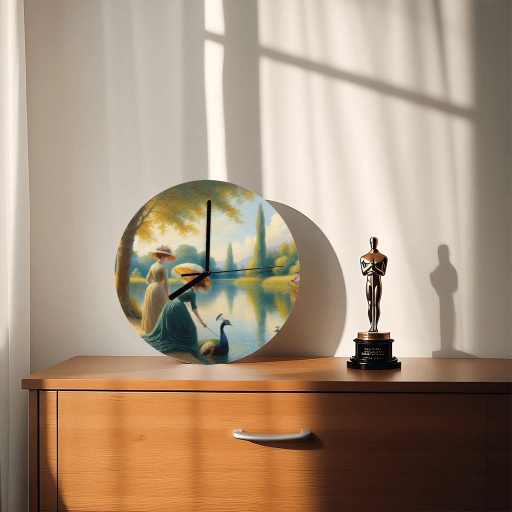Ladies Poking a Peacock MDF Wall Clock (Made in USA) - Gregg Acini Adoree Designs - Wall Clock