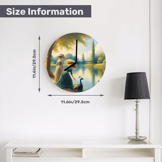 Ladies Poking a Peacock MDF Wall Clock (Made in USA) - Gregg Acini Adoree Designs - Wall Clock