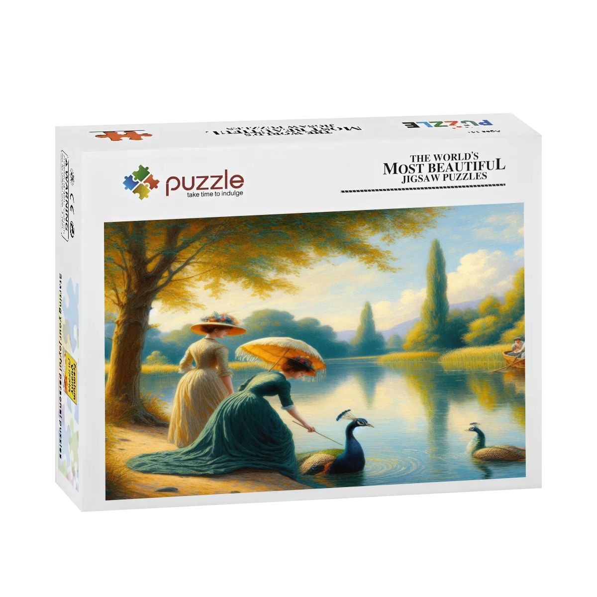 Ladies Poking a Peacock Wooden Jigsaw Puzzles 500 pcs - Gregg Acini Adoree Designs - Jigsaw Puzzle