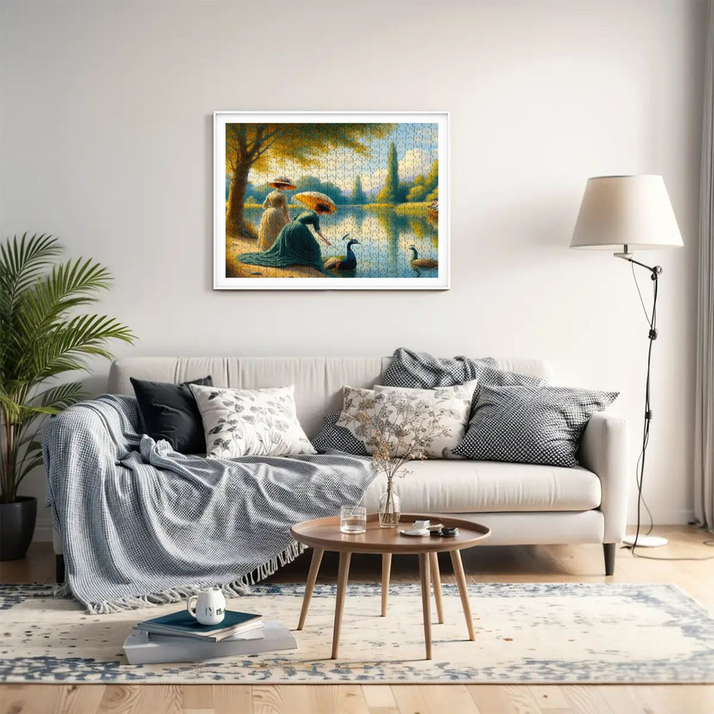 Ladies Poking a Peacock Wooden Jigsaw Puzzles 500 pcs - Gregg Acini Adoree Designs - Jigsaw Puzzle