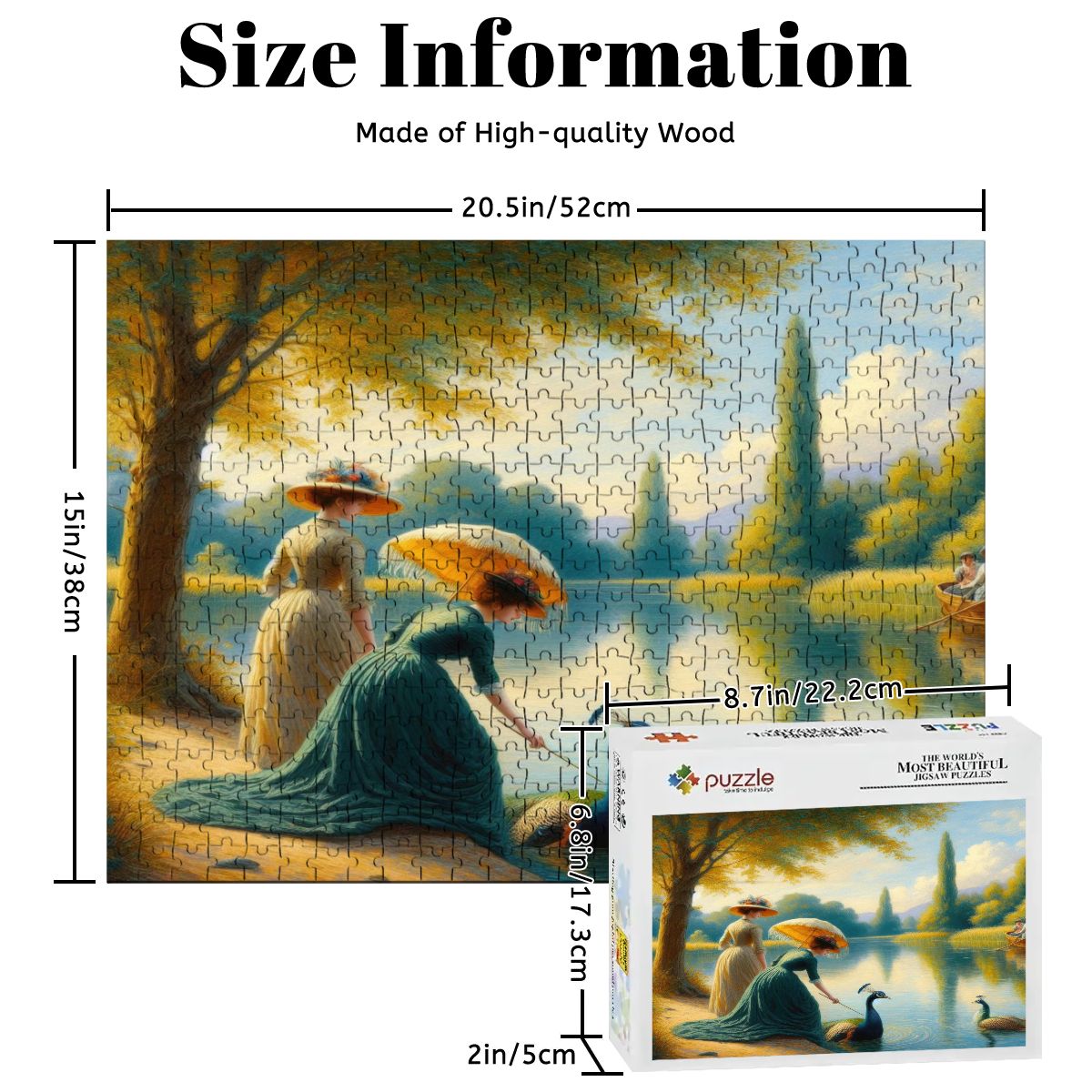 Ladies Poking a Peacock Wooden Jigsaw Puzzles 500 pcs - Gregg Acini Adoree Designs - Jigsaw Puzzle
