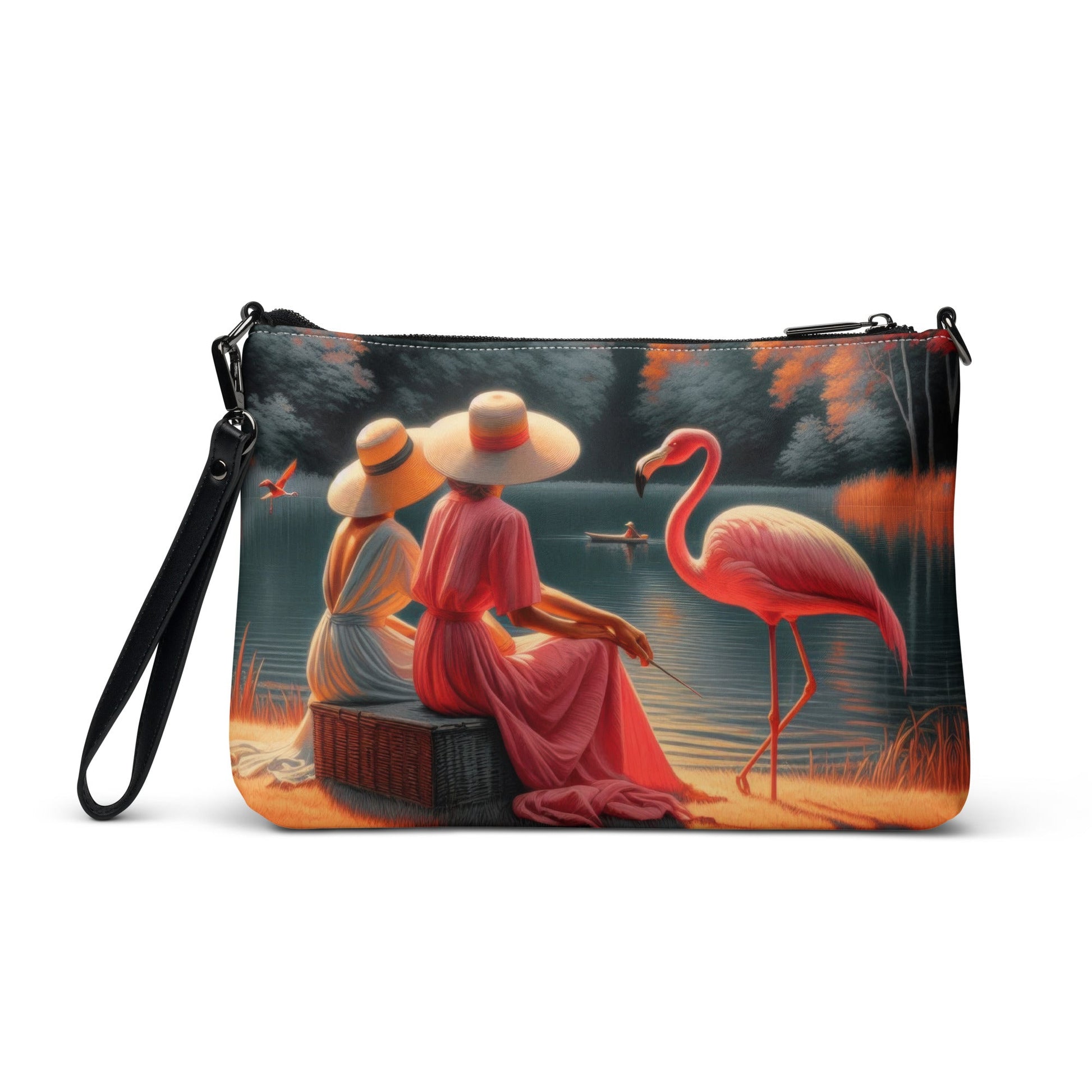 Ladies with a Flamingo Crossbody bag - Gregg Acini Adoree Designs - Handbag