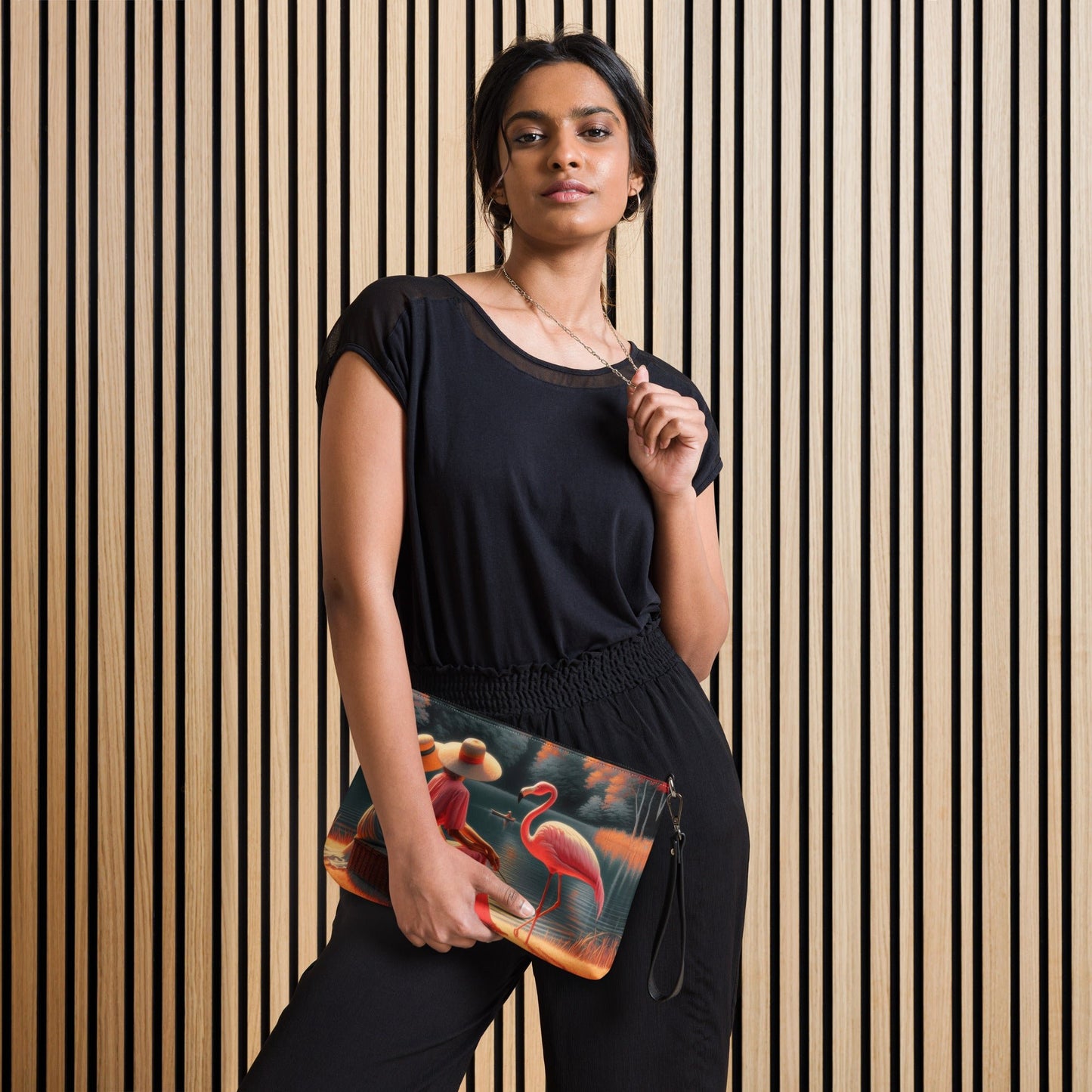 Ladies with a Flamingo Crossbody bag - Gregg Acini Adoree Designs - Handbag