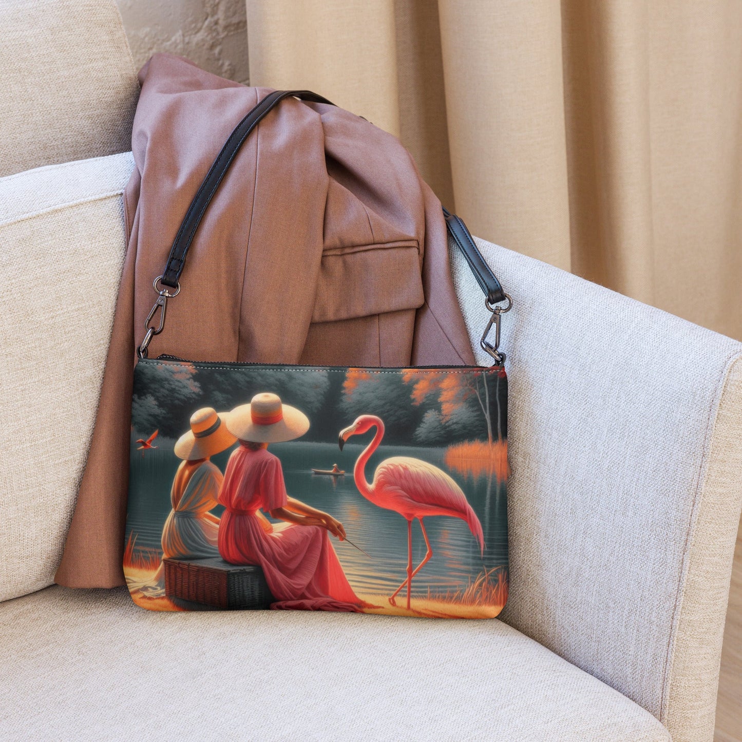 Ladies with a Flamingo Crossbody bag - Gregg Acini Adoree Designs - Handbag