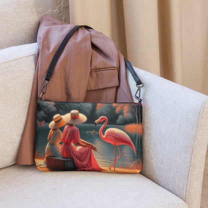 Ladies with a Flamingo Crossbody bag - Gregg Acini Adoree Designs - Handbag