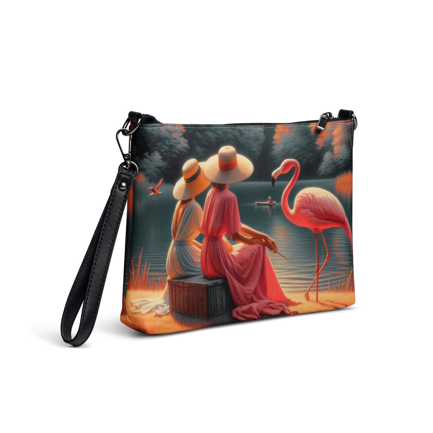 Ladies with a Flamingo Crossbody bag - Gregg Acini Adoree Designs - Handbag