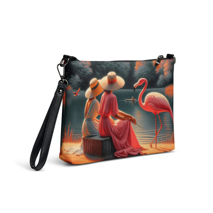 Ladies with a Flamingo Crossbody bag - Gregg Acini Adoree Designs - Handbag