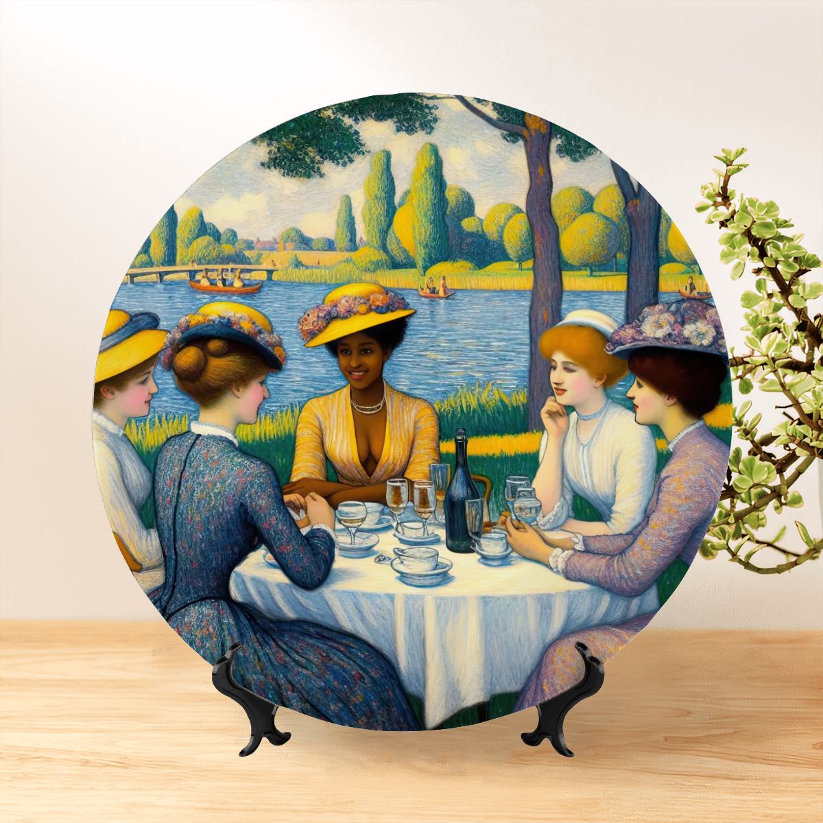 Ladies with the Yellow Hats Decorative Plate - Gregg Acini Adoree Designs - Home Accessories