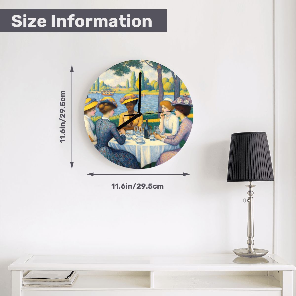 Ladies with the Yellow Hats MDF Wall Clock (Made in USA) - Gregg Acini Adoree Designs - Wall Clock