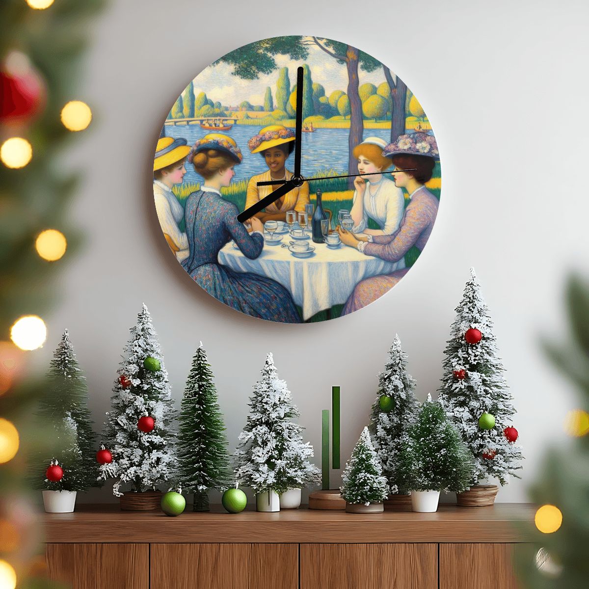 Ladies with the Yellow Hats MDF Wall Clock (Made in USA) - Gregg Acini Adoree Designs - Wall Clock