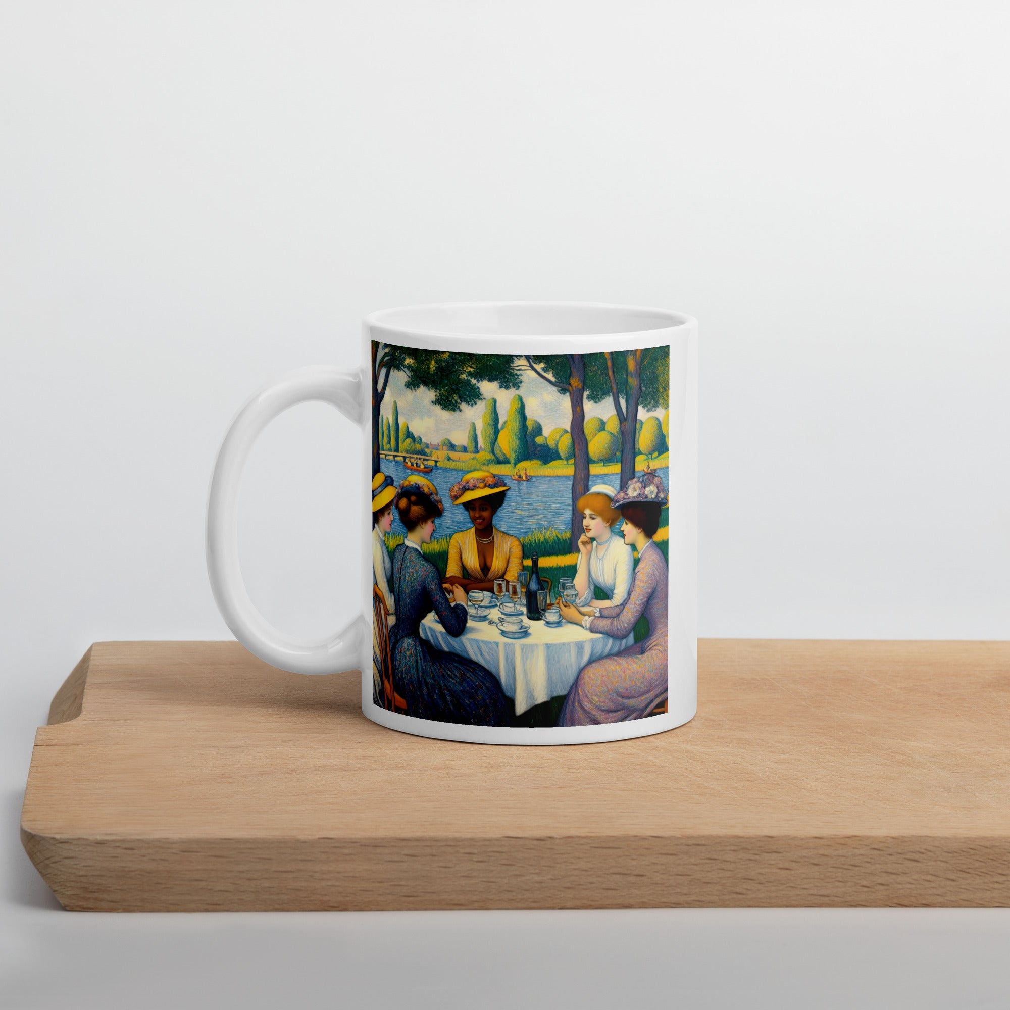 Ladies with the Yellow Hats White glossy mug - Gregg Acini Adoree Designs - Mug