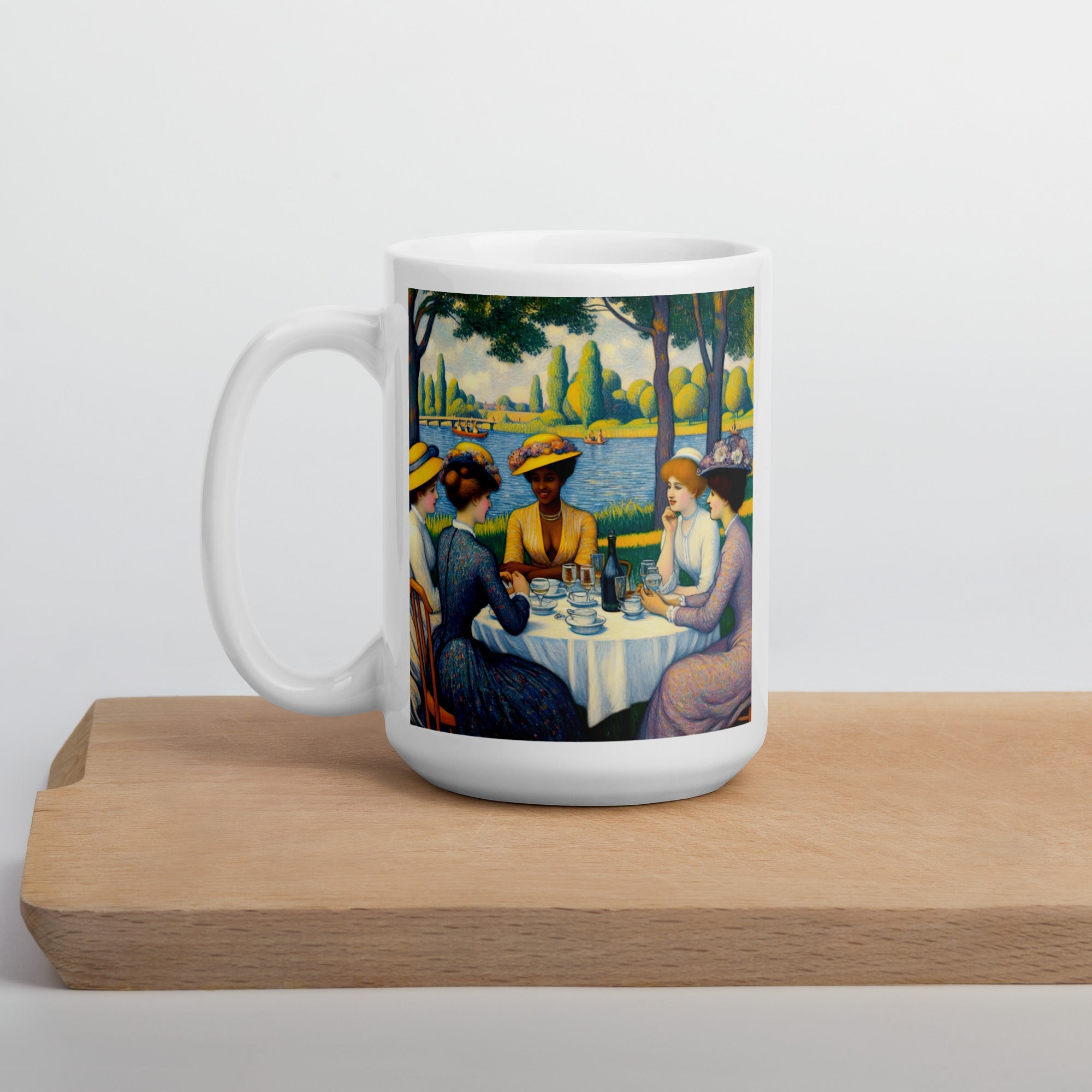 Ladies with the Yellow Hats White glossy mug - Gregg Acini Adoree Designs - Mug