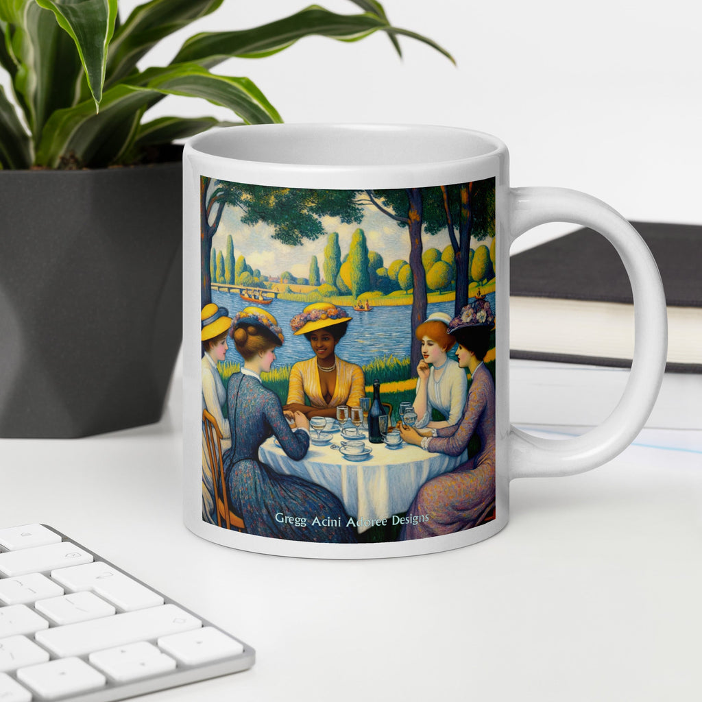 Ladies with the Yellow Hats White glossy mug - Gregg Acini Adoree Designs - Mug