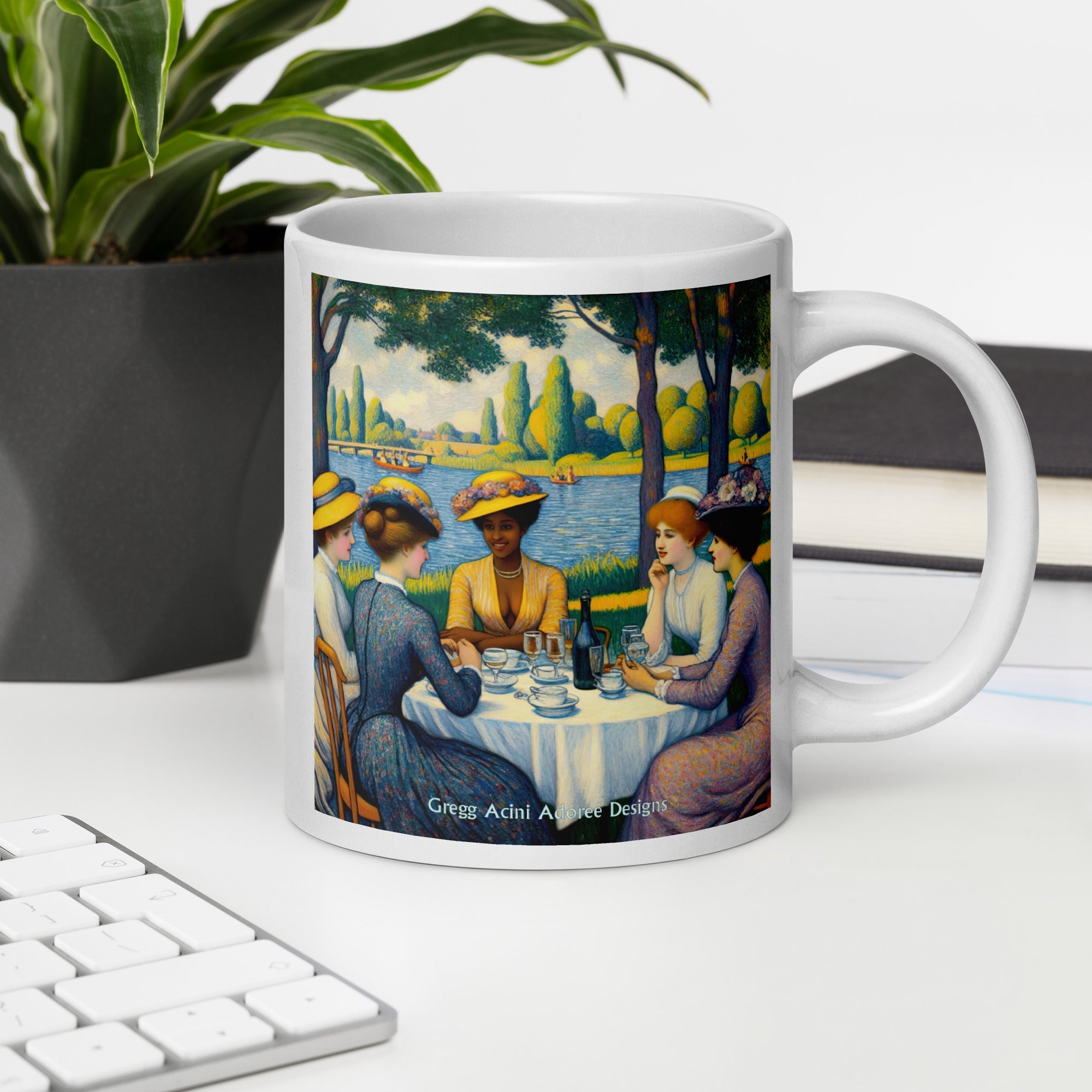 Ladies with the Yellow Hats White glossy mug - Gregg Acini Adoree Designs - Mug