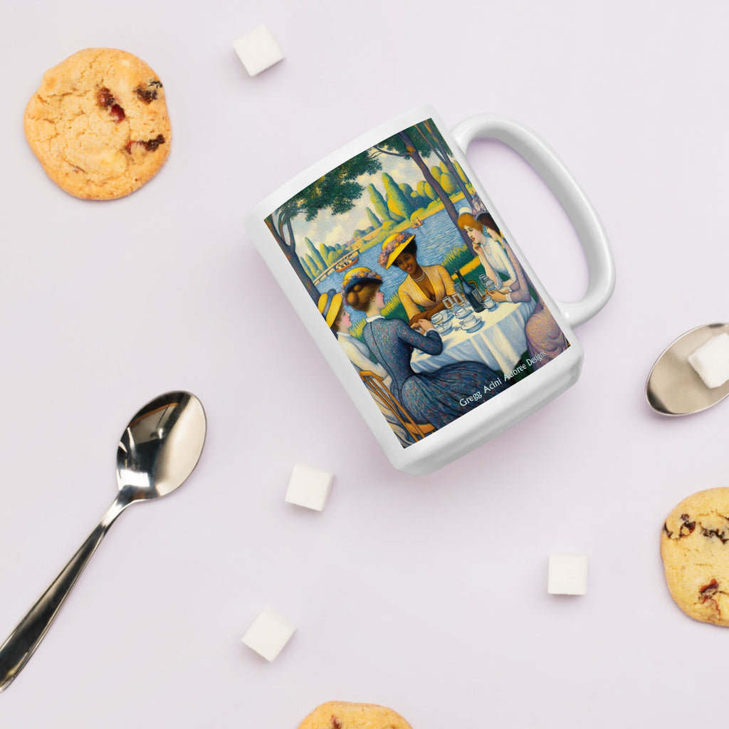 Ladies with the Yellow Hats White glossy mug - Gregg Acini Adoree Designs - Mug