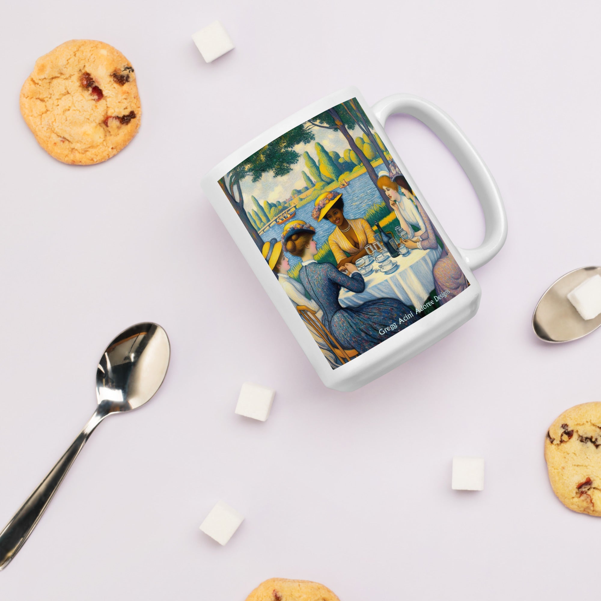 Ladies with the Yellow Hats White glossy mug - Gregg Acini Adoree Designs - Mug