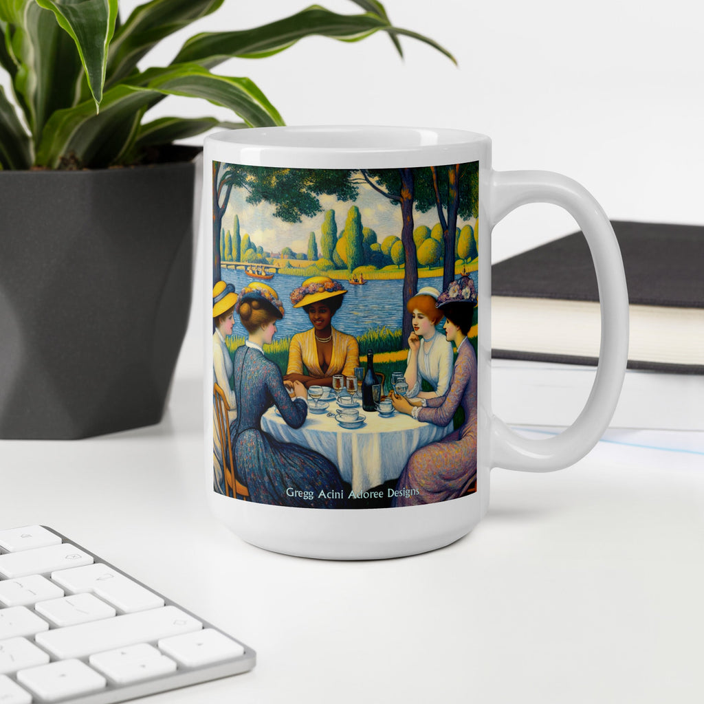 Ladies with the Yellow Hats White glossy mug - Gregg Acini Adoree Designs - Mug