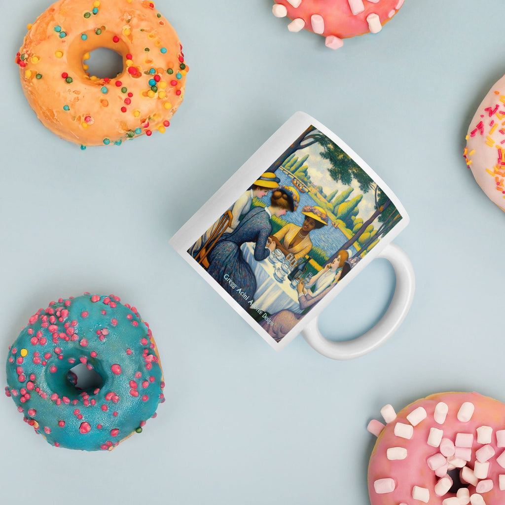 Ladies with the Yellow Hats White glossy mug - Gregg Acini Adoree Designs - Mug