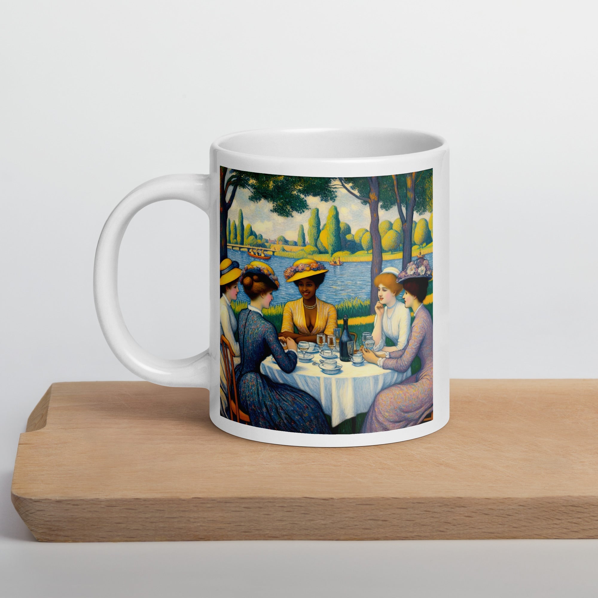 Ladies with the Yellow Hats White glossy mug - Gregg Acini Adoree Designs - Mug