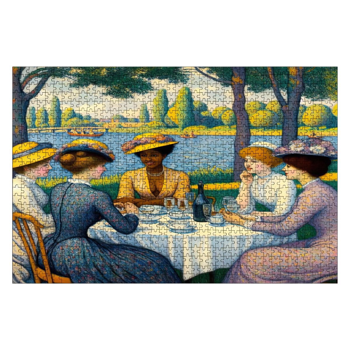 Ladies with the Yellow Hats Wooden Jigsaw Puzzles 1000 pcs - Gregg Acini Adoree Designs - Jigsaw Puzzle