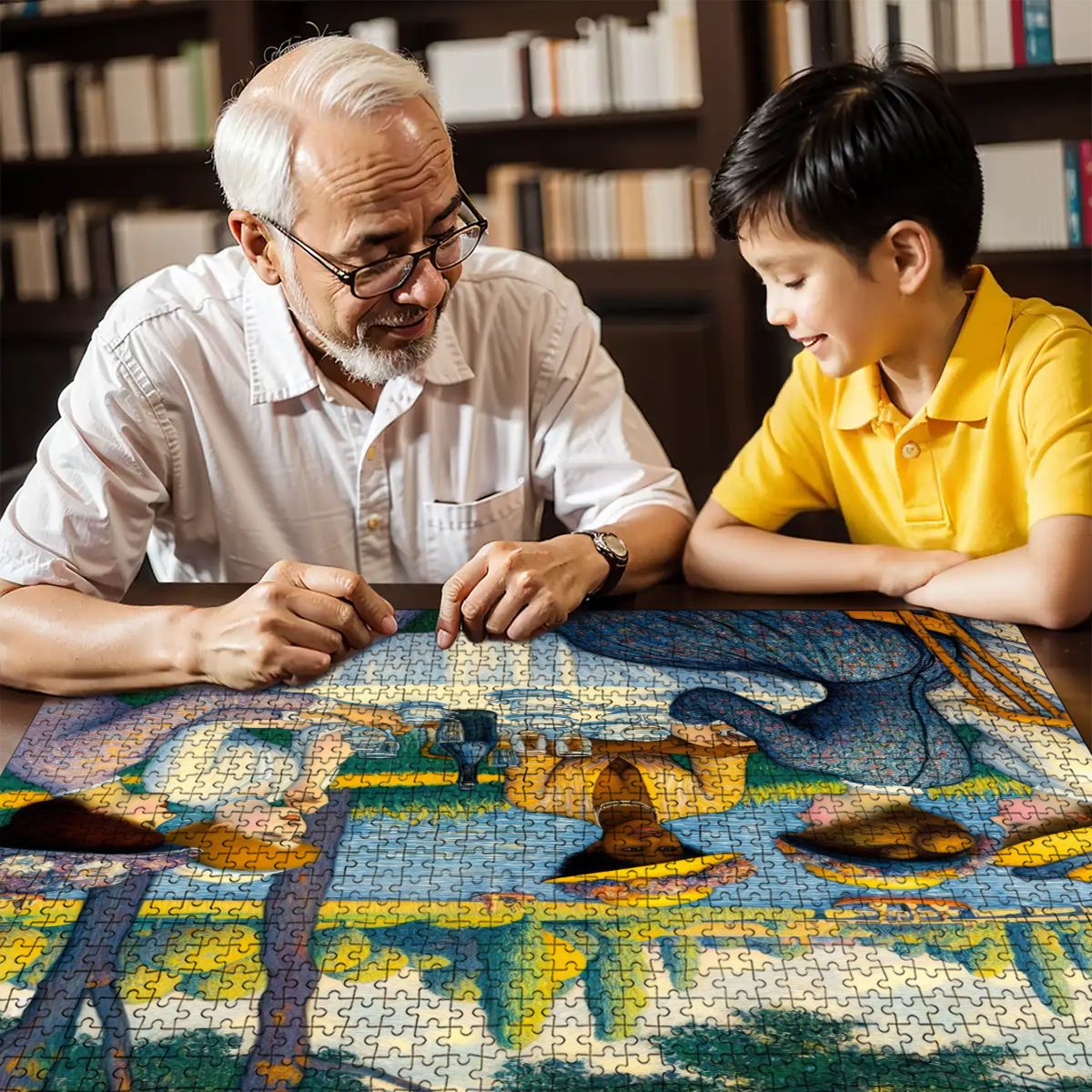 Ladies with the Yellow Hats Wooden Jigsaw Puzzles 1000 pcs - Gregg Acini Adoree Designs - Jigsaw Puzzle