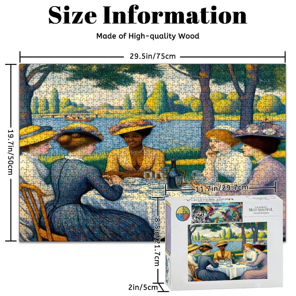 Ladies with the Yellow Hats Wooden Jigsaw Puzzles 1000 pcs - Gregg Acini Adoree Designs - Jigsaw Puzzle