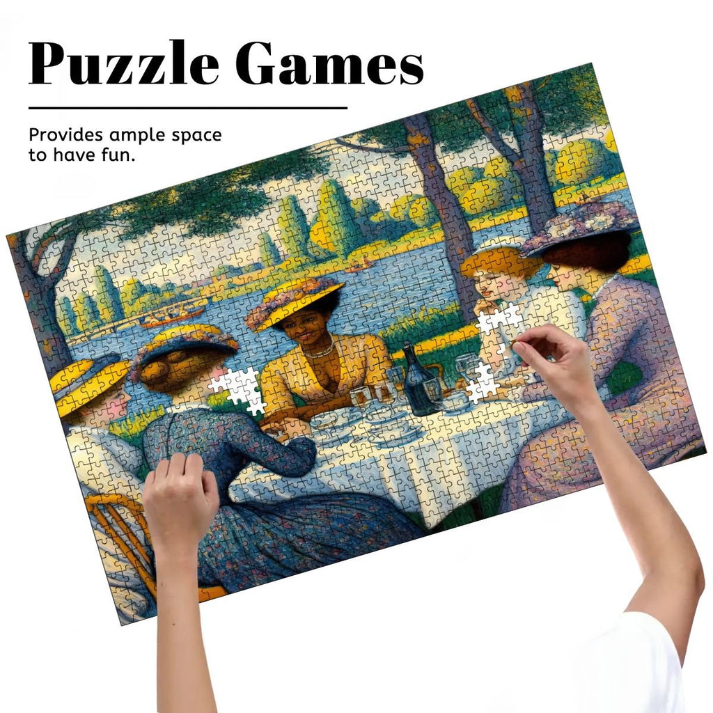 Ladies with the Yellow Hats Wooden Jigsaw Puzzles 1000 pcs - Gregg Acini Adoree Designs - Jigsaw Puzzle