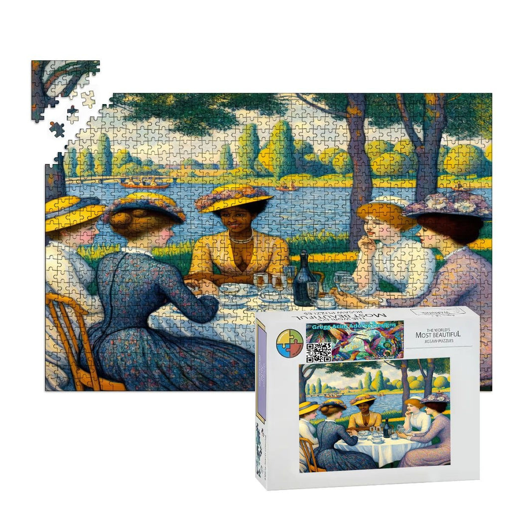 Ladies with the Yellow Hats Wooden Jigsaw Puzzles 1000 pcs - Gregg Acini Adoree Designs - Jigsaw Puzzle