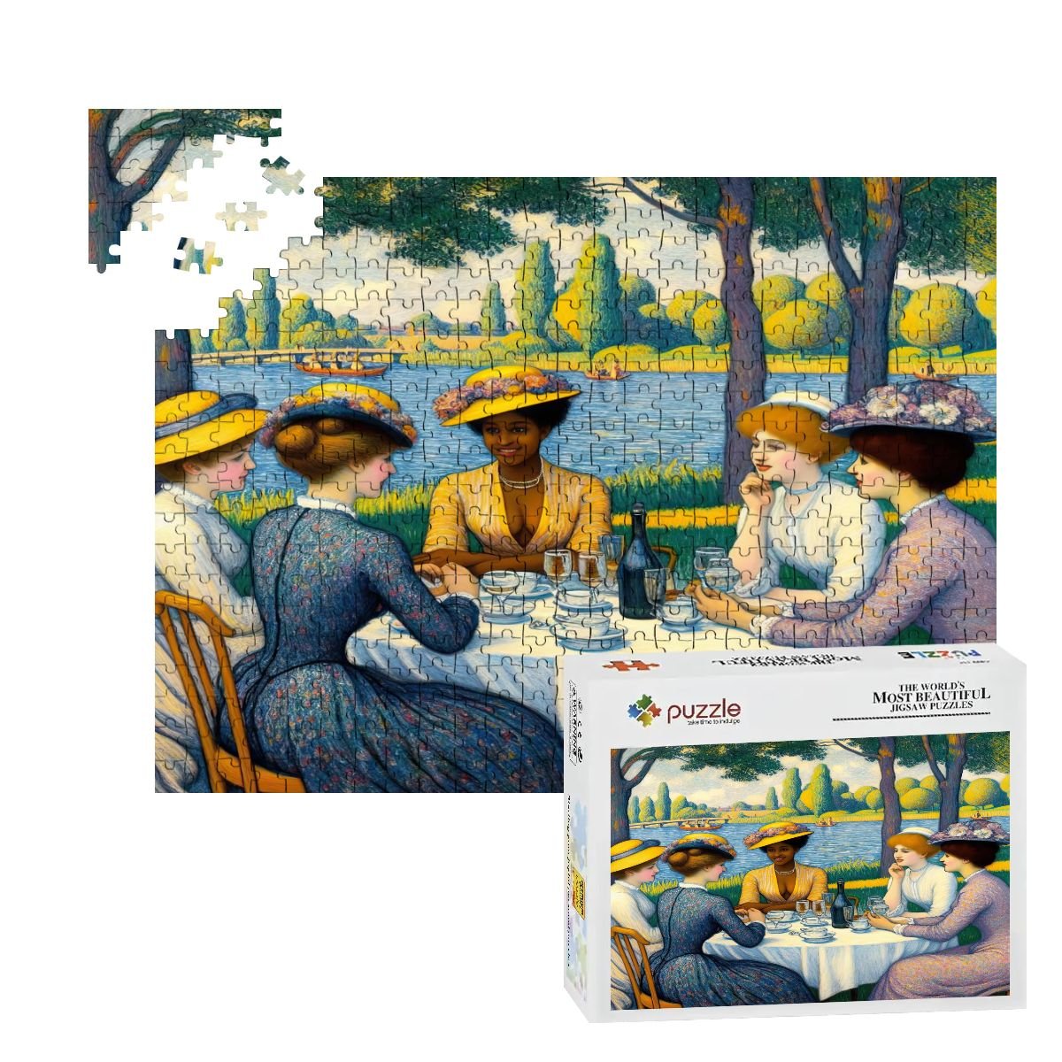 Ladies with the Yellow Hats Wooden Jigsaw Puzzles 500 pcs - Gregg Acini Adoree Designs - Jigsaw Puzzle