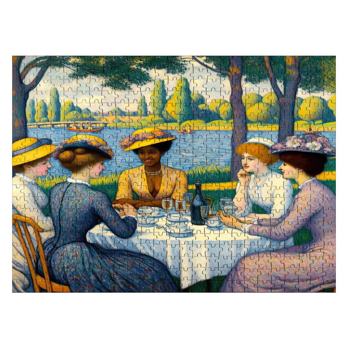 Ladies with the Yellow Hats Wooden Jigsaw Puzzles 500 pcs - Gregg Acini Adoree Designs - Jigsaw Puzzle
