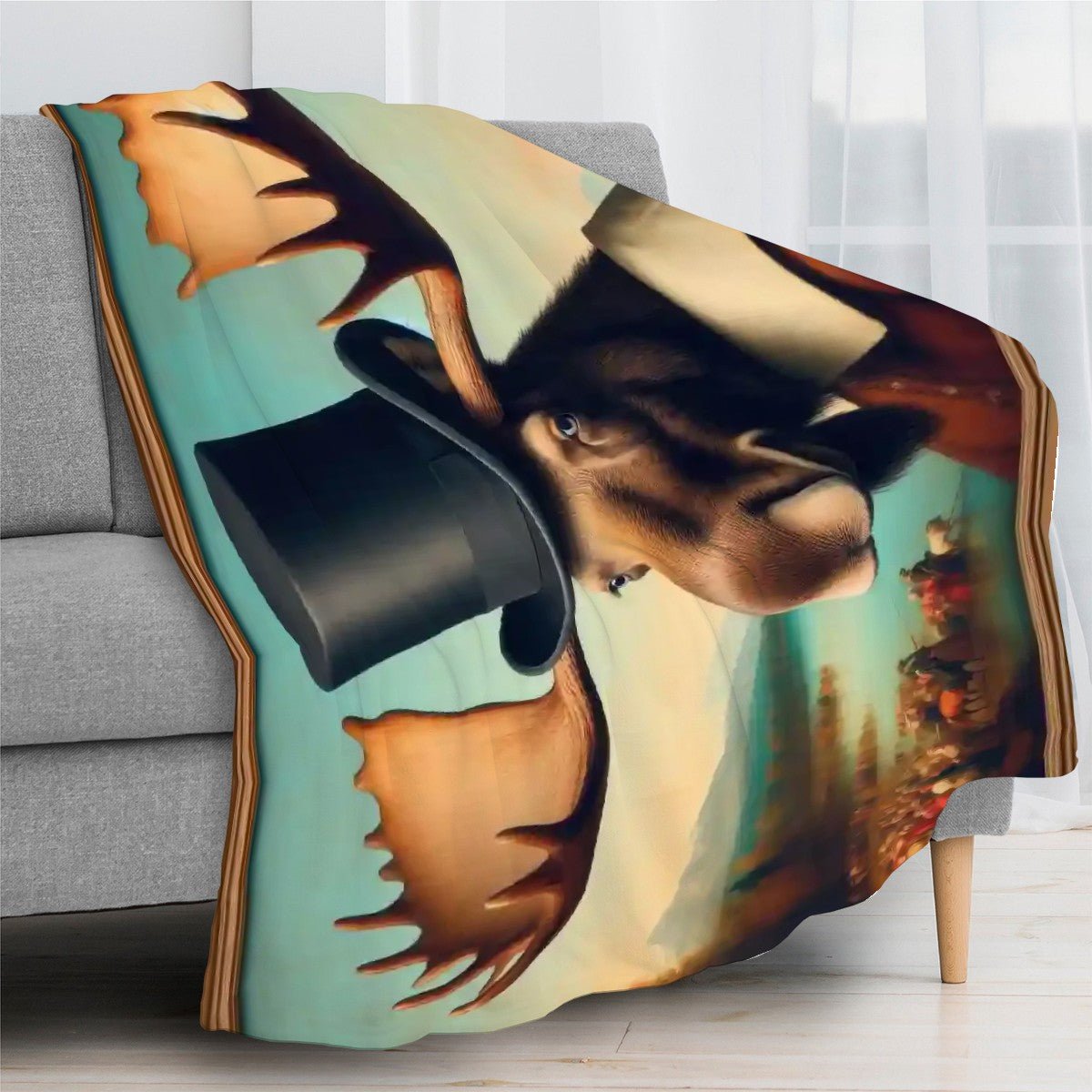 Lakeside Remby Moose 300 GSM Flannel Throw Blanket (Made in USA) - Gregg Acini Adoree Designs - Blanket