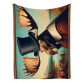 Lakeside Remby Moose 300 GSM Flannel Throw Blanket (Made in USA) - Gregg Acini Adoree Designs - Blanket