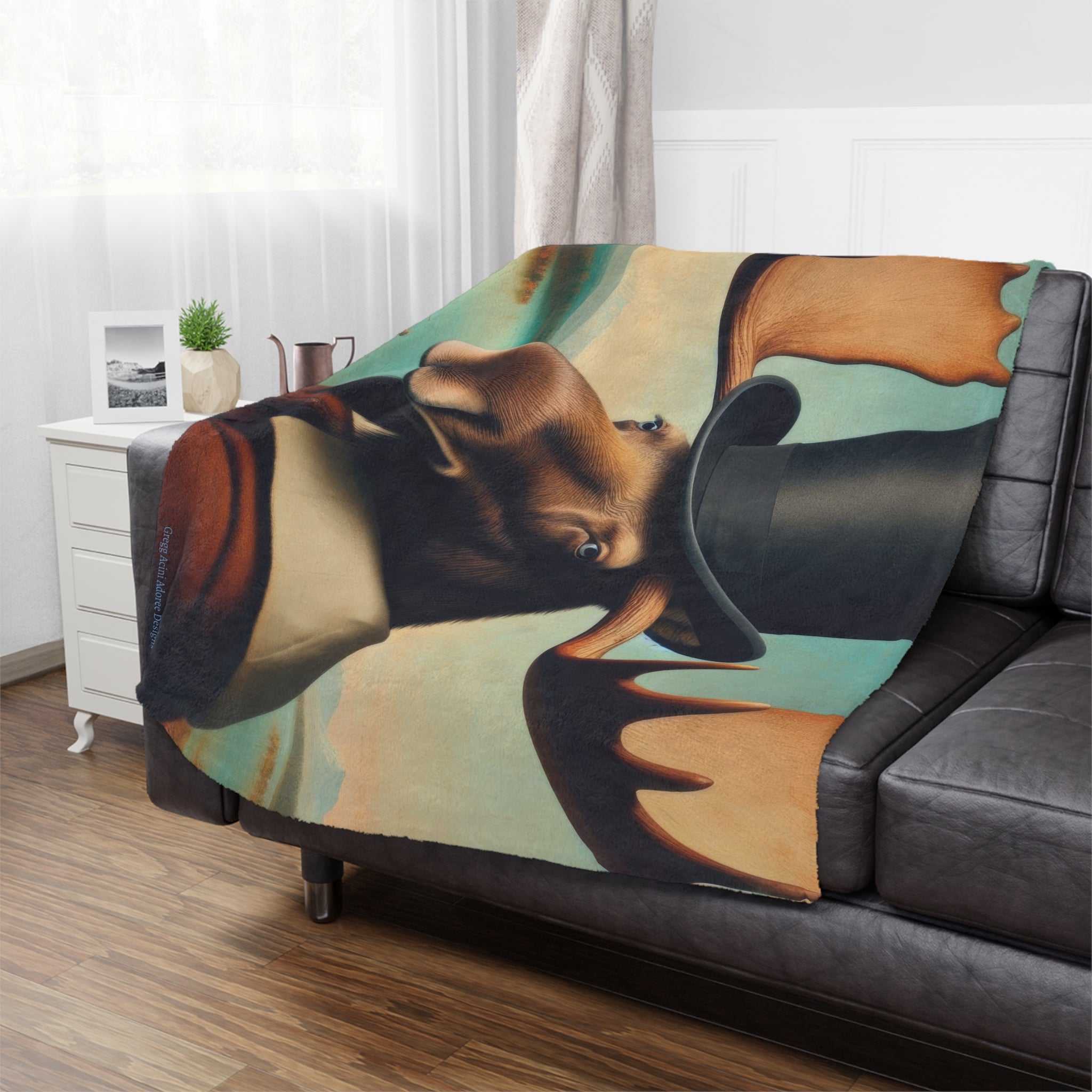 Lakeside Remby Moose Microfiber Blanket – Cozy & Fun for Home Decor - Gregg Acini Adoree Designs - Blanket
