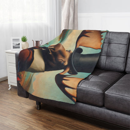 Lakeside Remby Moose Microfiber Blanket – Cozy & Fun for Home Decor - Gregg Acini Adoree Designs - Blanket