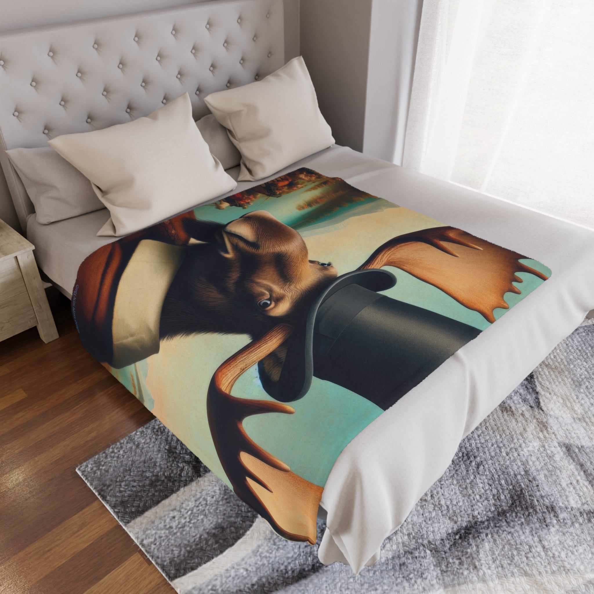 Lakeside Remby Moose Microfiber Blanket – Cozy & Fun for Home Decor - Gregg Acini Adoree Designs - Blanket