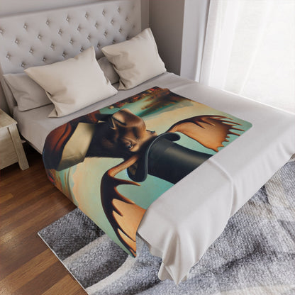 Lakeside Remby Moose Microfiber Blanket – Cozy & Fun for Home Decor - Gregg Acini Adoree Designs - Blanket