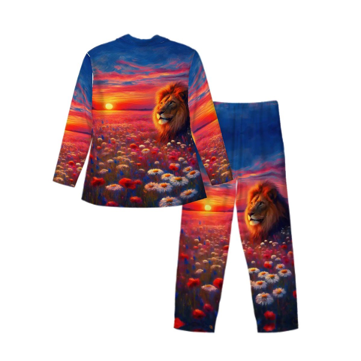 Lion in the Sunset 1 Long Sleeved Pajamas for Men Set - Gregg Acini Adoree Designs - Men's Pajamas