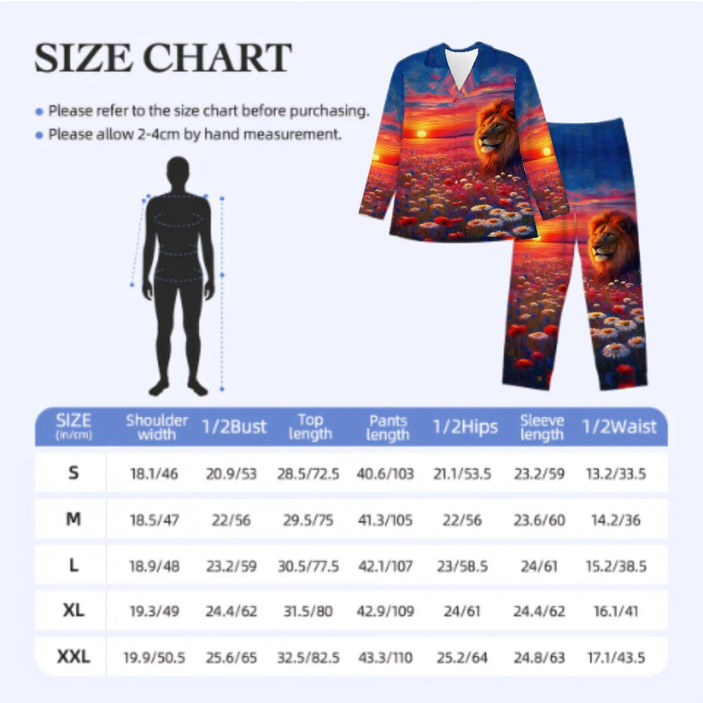 Lion in the Sunset 1 Long Sleeved Pajamas for Men Set - Gregg Acini Adoree Designs - Men's Pajamas