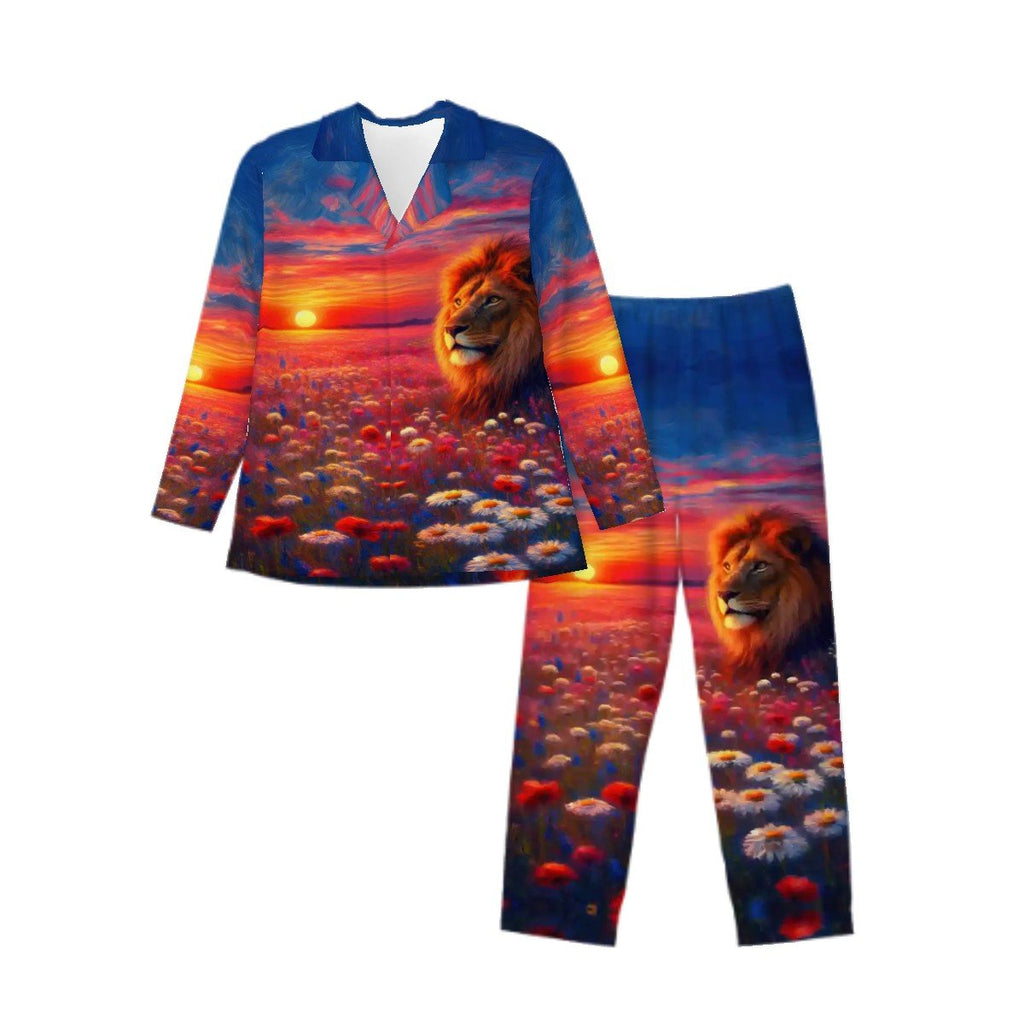 Lion in the Sunset 1 Long Sleeved Pajamas for Men Set - Gregg Acini Adoree Designs - Men's Pajamas