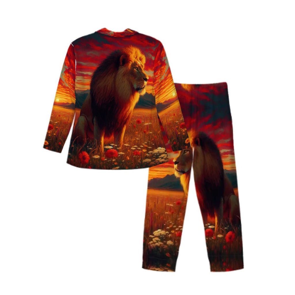 Lion in the Sunset 2 Long Sleeved Pajamas for Men Set - Gregg Acini Adoree Designs - Men's Pajamas
