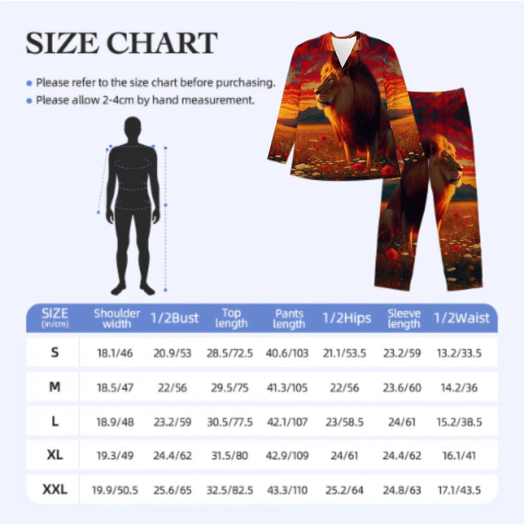 Lion in the Sunset 2 Long Sleeved Pajamas for Men Set - Gregg Acini Adoree Designs - Men's Pajamas